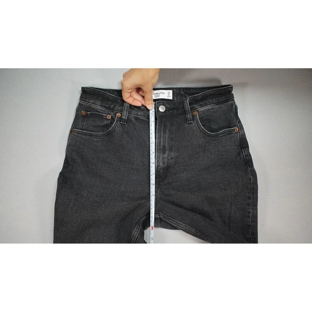 Abercrombie &‎ Fitch The 90s Straight High Rise Jeans Womens 27 Black Wash Denim